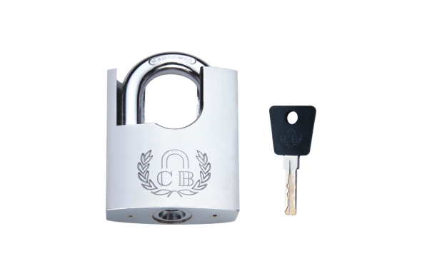 CHROME BRASS PADLOCK WITH SHACKLE  PROTECTED / DETACHED Product Image