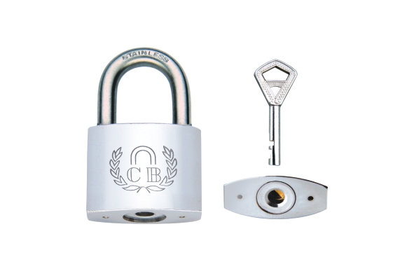 CHROME BRASS PADLOCK WITH ATA INLESS STELL SHACKLE/VAN KEY Product Image