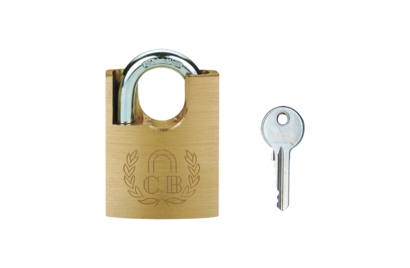 SOLID BRASS PADLOCK WITH SHACKLE PROTECTED/ATTACHED Product Image
