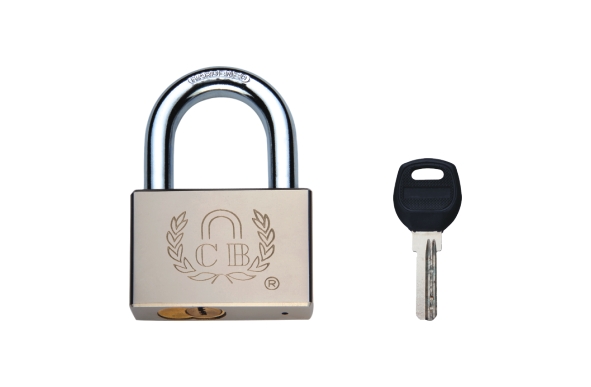 CHROME IRON PADLOCK WITH DIMPLE KEYS SQUARE STYLE/ATTACHED Product Image